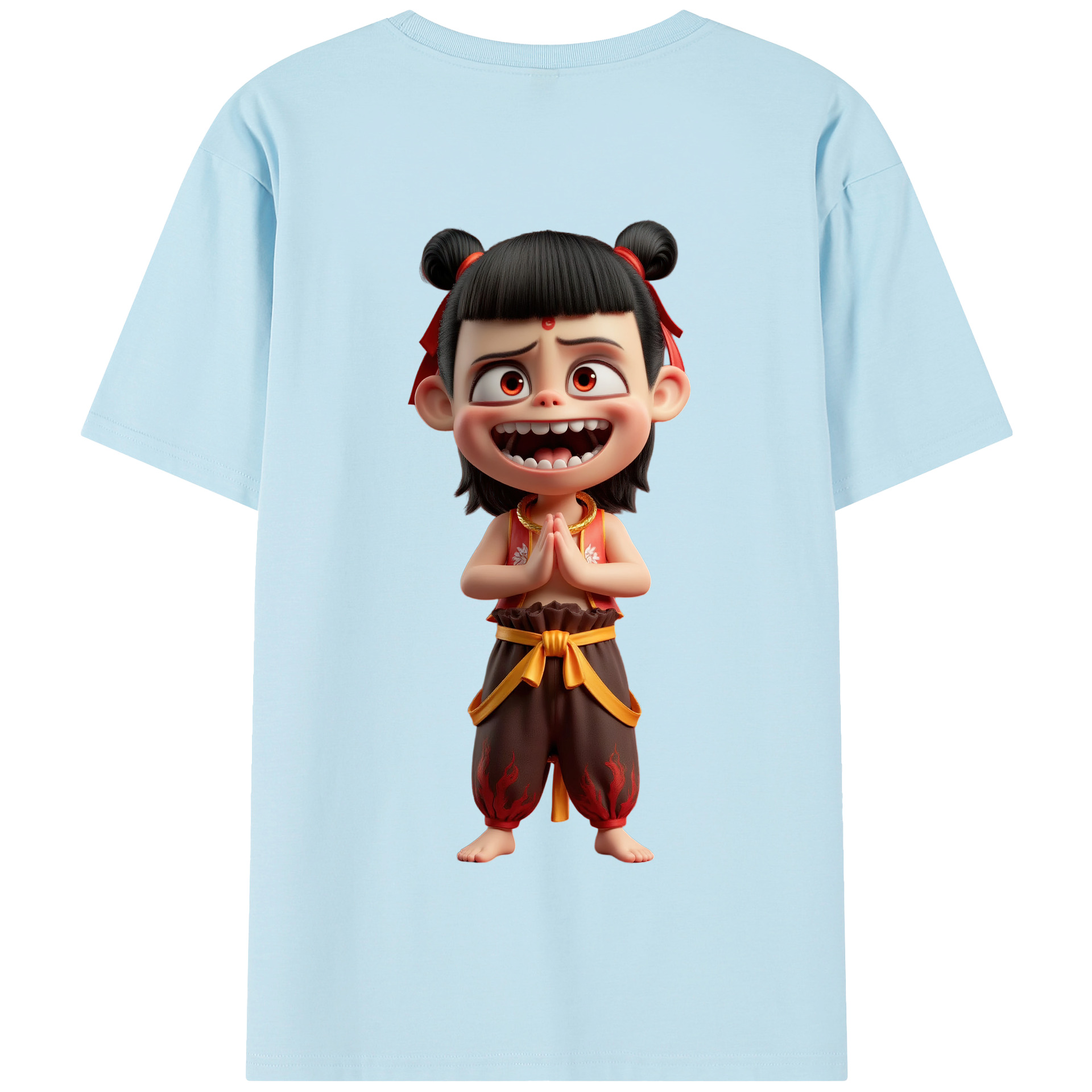 （画像用） Ne Zha 2 ナタ 魔童の大暴れ 綿100％半袖Tシャツ（背面プリント）
